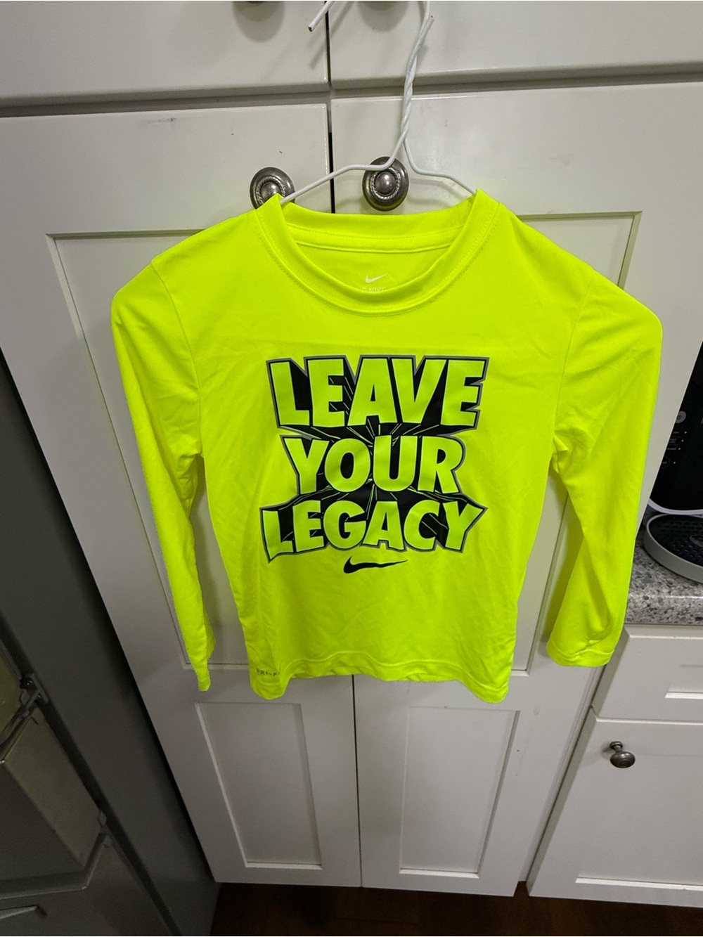 Nike Kid’s Neon Yellow Long Sleeve 'Leave Your Legacy' Performance Top